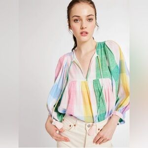 NWOT Mille Resort & Travel Charlie Top Pastel Plaid Size XS